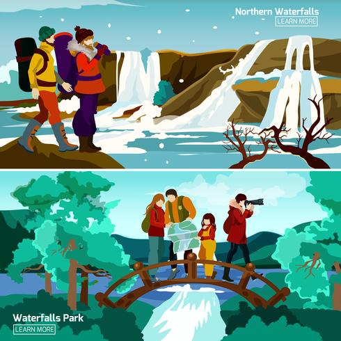 Waterfall Landscapes Compositions vector