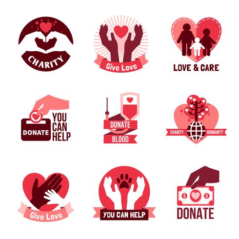 Charity Logo Emblems Set  vector