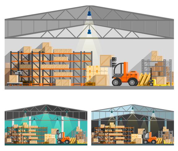 Warehouse And Storage Compositions Set  vector