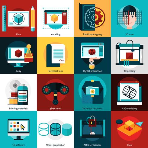 Prototyping And Modeling Icons vector