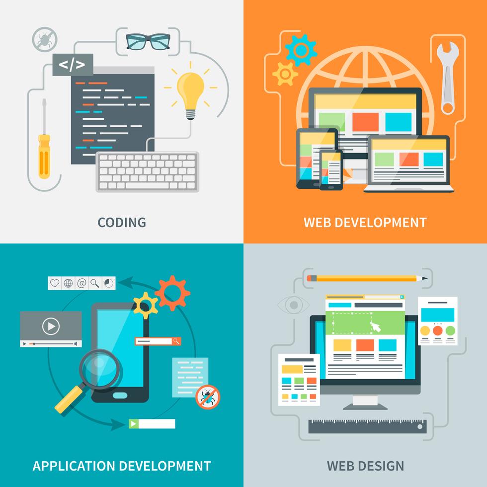 Web Development Graphical Photo Website Development Picture Set 478921 Vector Art at Vecteezy