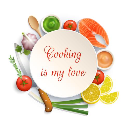 Flat Lay Cooking Circle Composition  vector