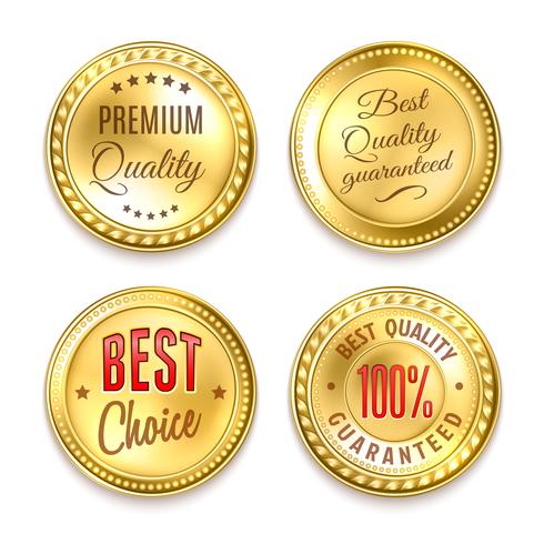 Four Golden Round Labels Set vector