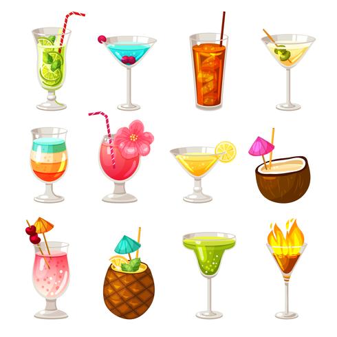 Club Cocktails Icons Set vector