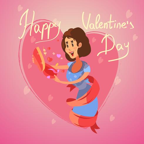 Valentine day retro cartoon vector