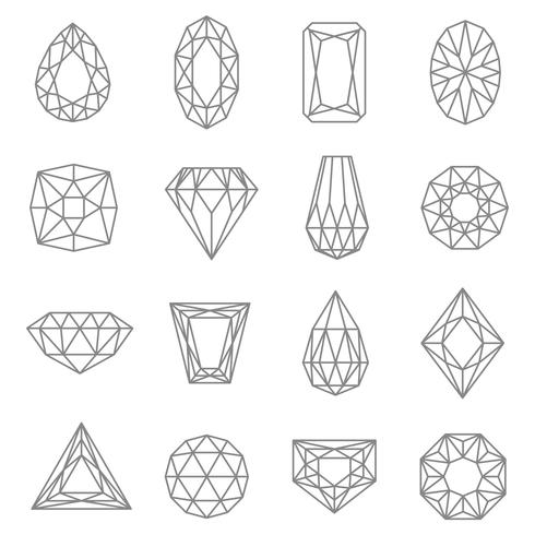 Jewels Line Icons Set  vector