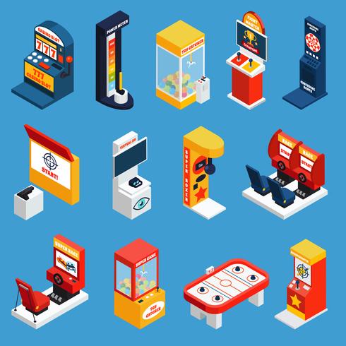 Game Machine Isometric Icons vector