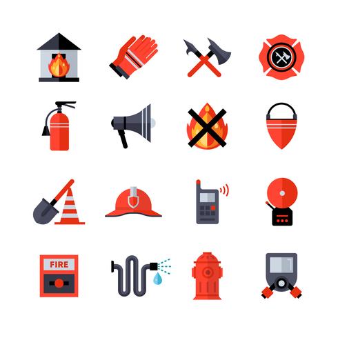 Iconos decorativos del cuerpo de bomberos vector