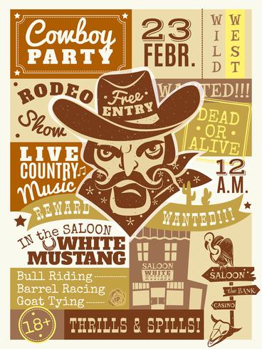  Cowboy Poster Illustration  vector