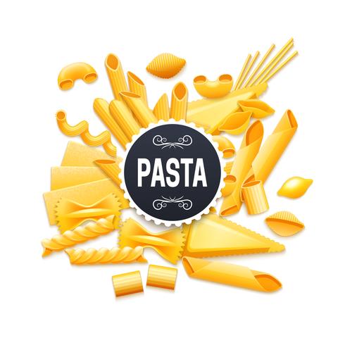  Italian Traditional Dry Pasta Realistic Pictogram  vector