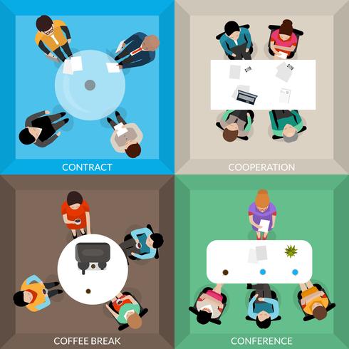 Business Communications Top View Set   vector