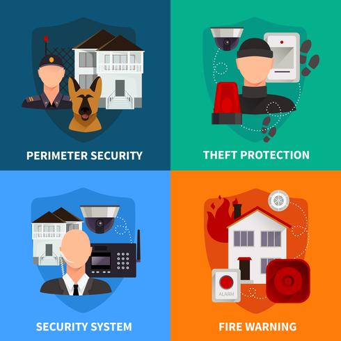 Home Security 2x2 Design Concept Set  vector