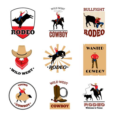 Conjunto de emblemas de rodeo vector