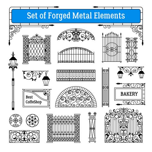 Forged Metal Elements Set vector