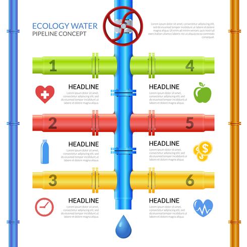 Ecología agua tubería infografías vector