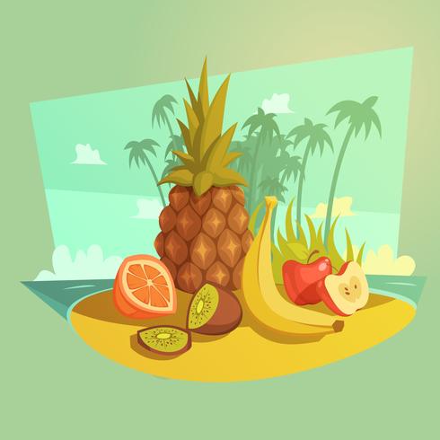 Concepto de dibujos animados de frutas vector