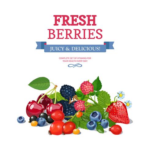 Fresh Berries Background Ad Background Poster  vector