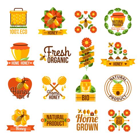 Organic Natural Honey Label Set  vector