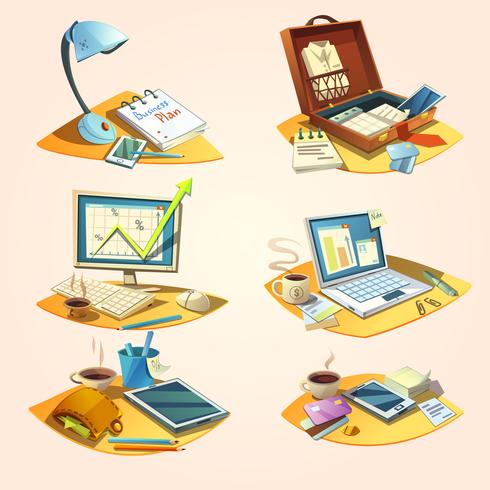 Business retro cartoon set vector