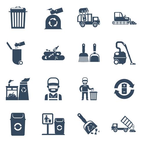 Garbage Disposal  Black Icons vector