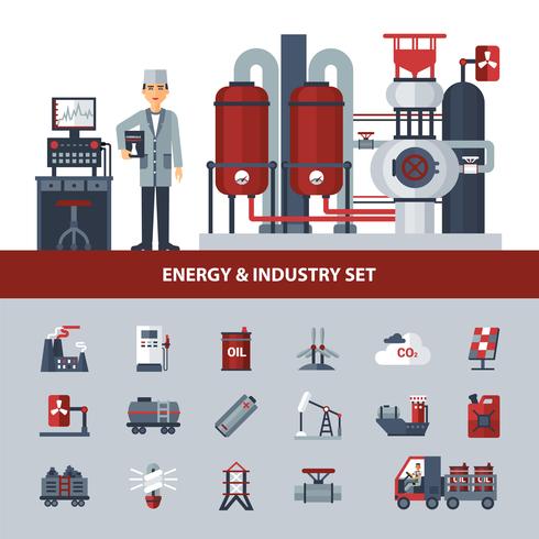 Energy And Industry Set vector