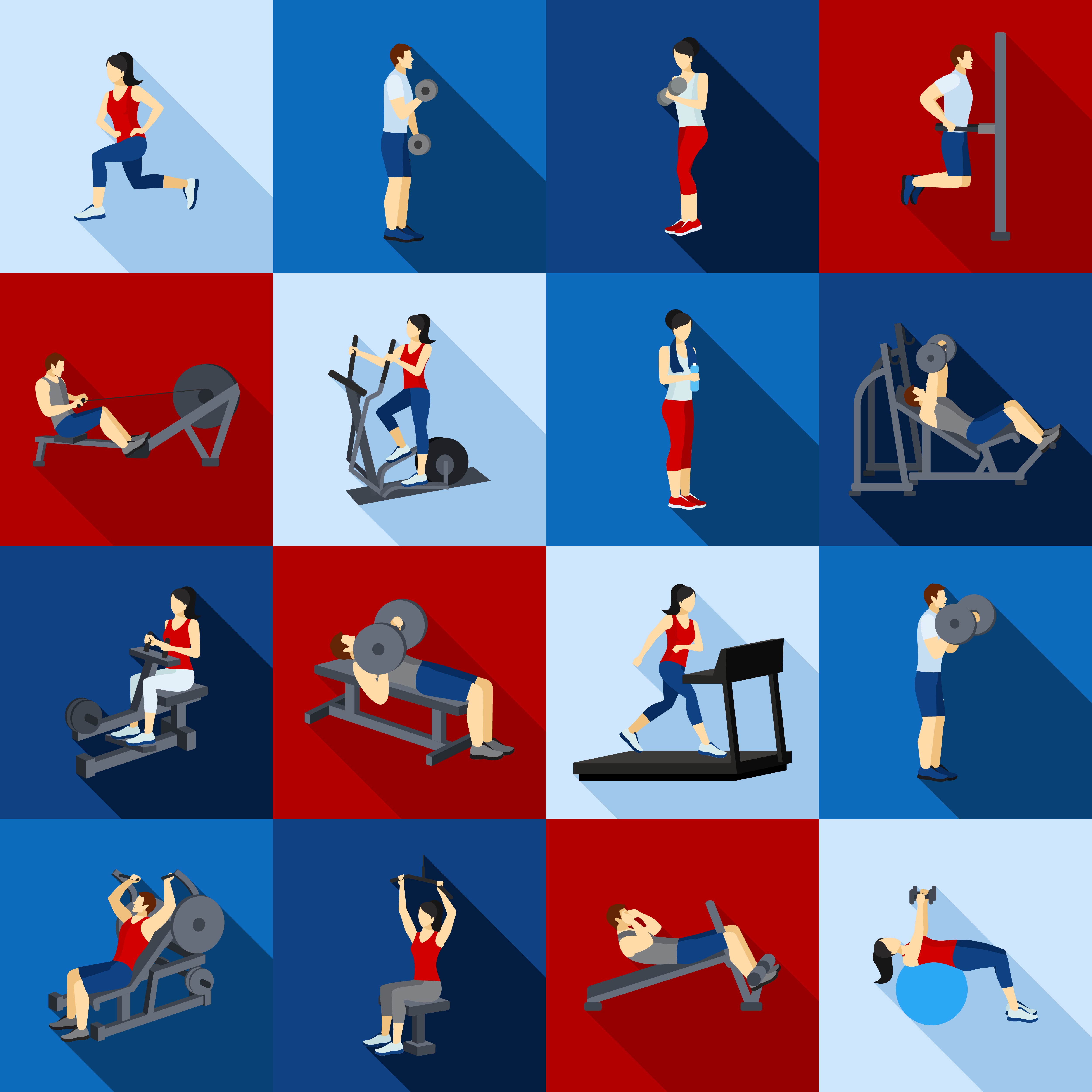 Gym Workout People Flat Set 479186 Vector Art at Vecteezy