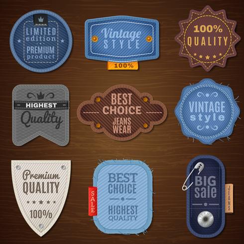 Jeans Label Icons vector