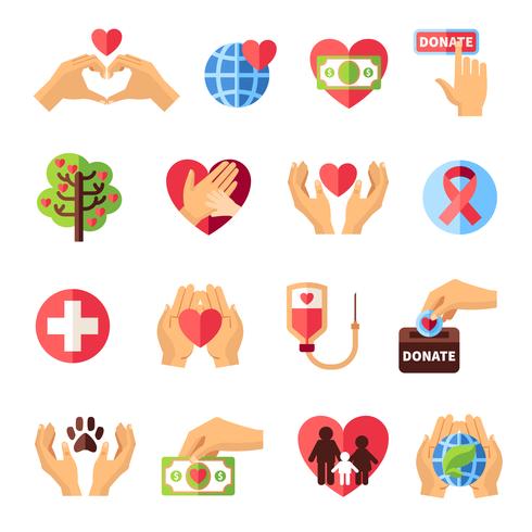  Charity Icons Set  vector