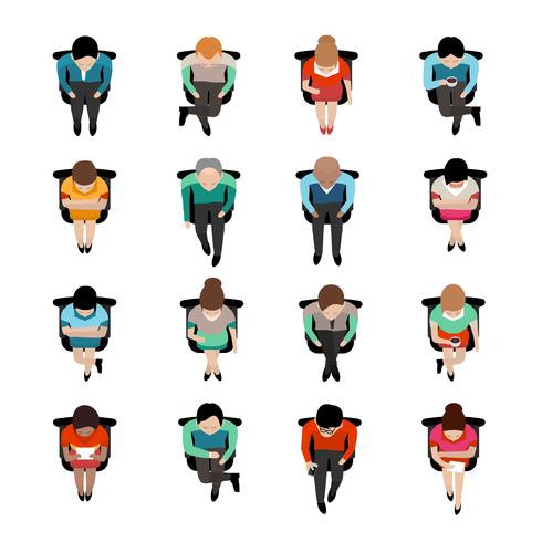 Sitting People Top View vector