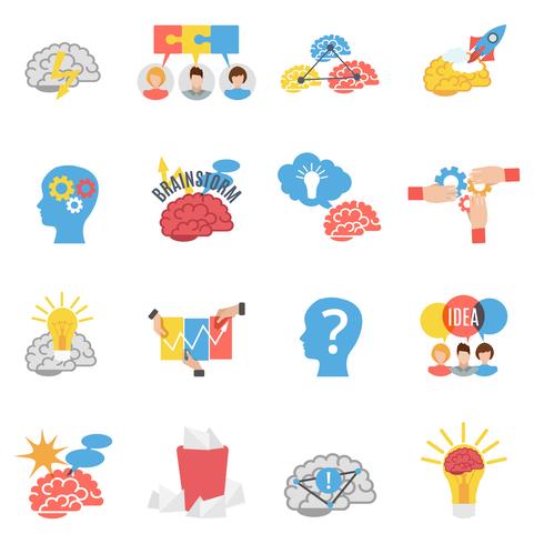  Brainstorm Creative Flat Icons Set vector