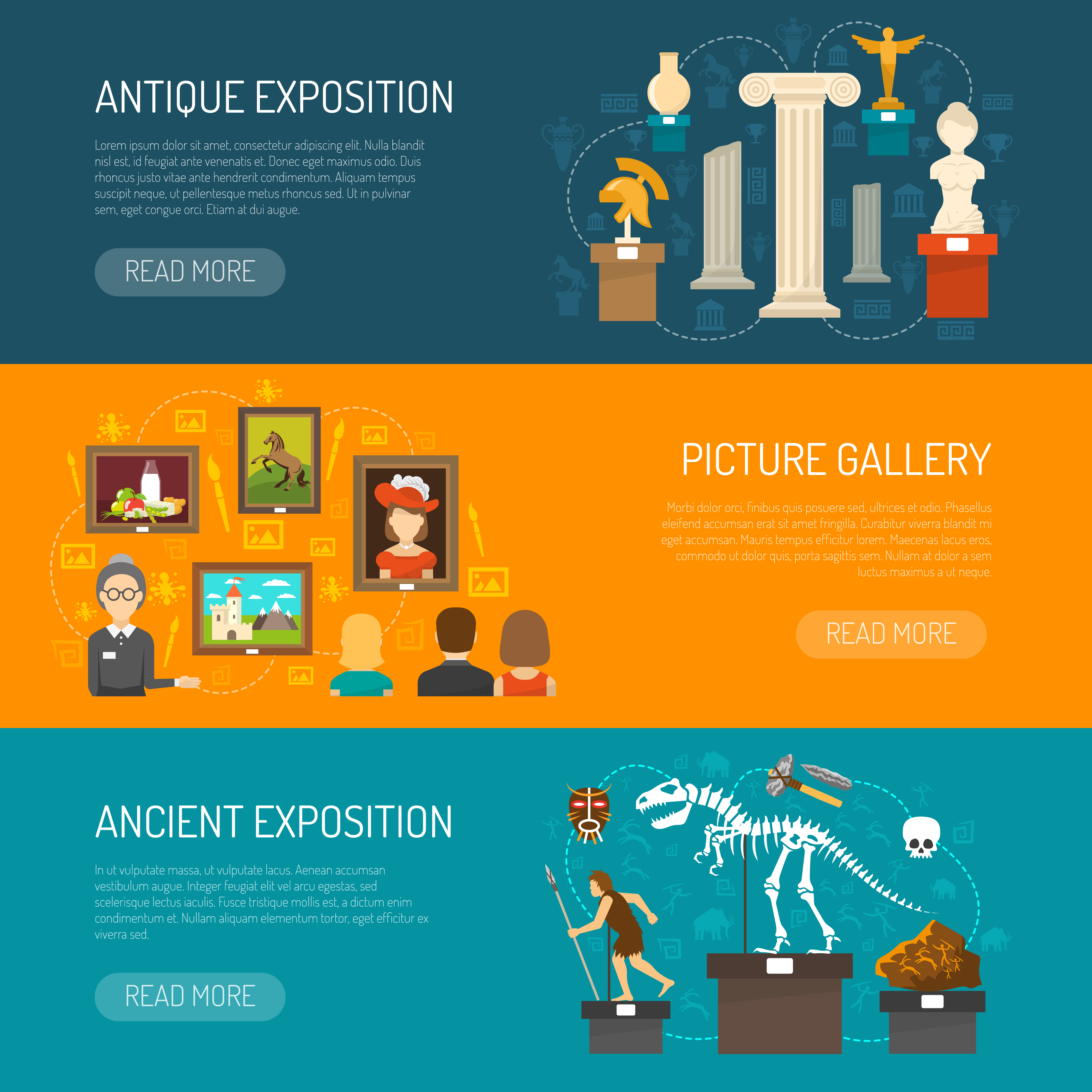 Museum Horizontal Banners Download Free Vectors Clipart