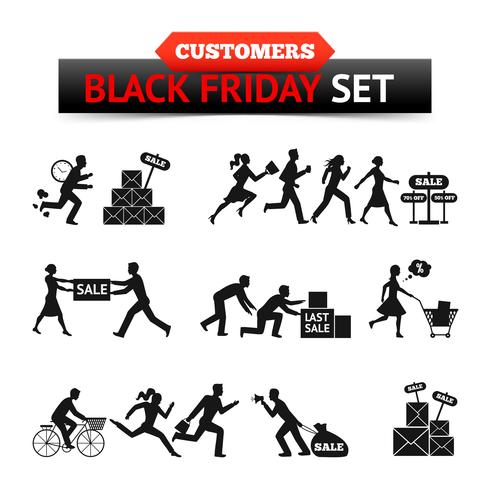 Black Friday Sale Customers Set vector