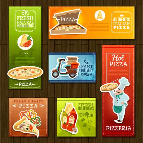 Conjunto de pancartas de pizza vector
