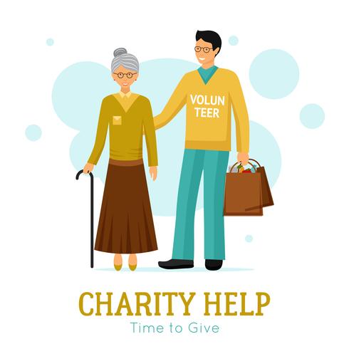 Volunteers Charity Help Organization Flat Poster  vector