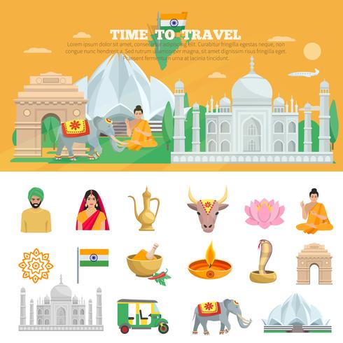 set de viaje india vector