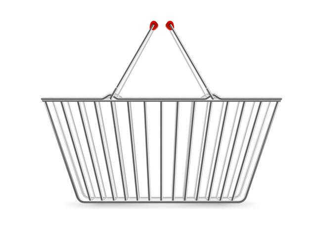 Metallic Shopping Basket Empty Realistic Pictogram vector