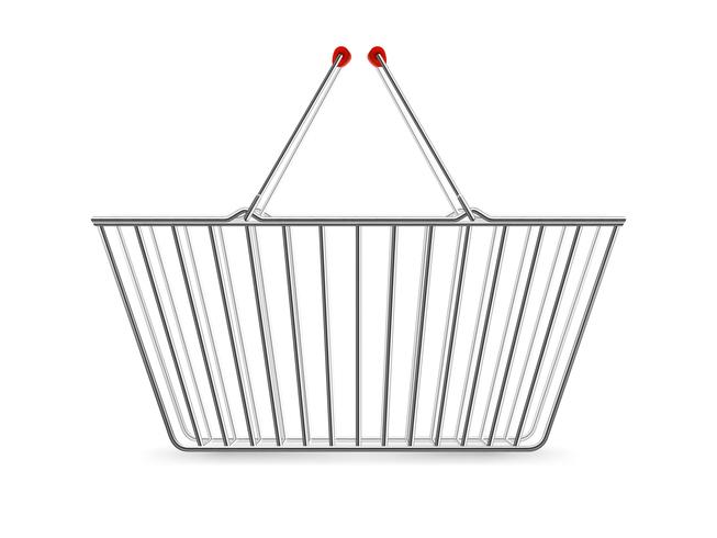 Metallic Shopping Basket Empty Realistic Pictogram vector