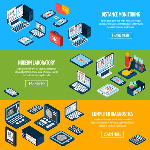 Telemedicine isometric banners vector