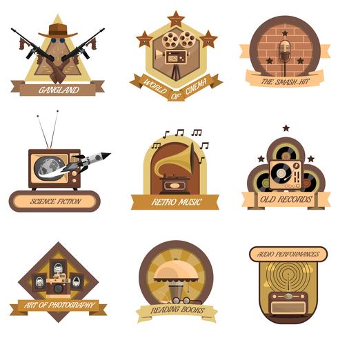 Conjunto de emblemas retro vector