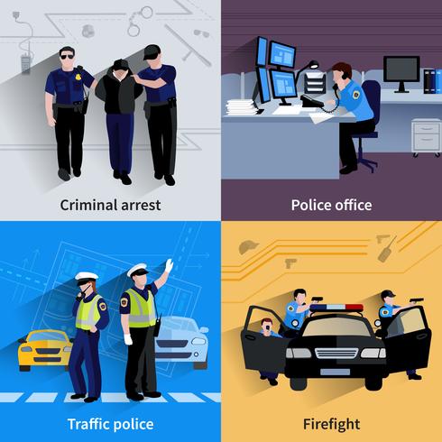 Policeman People 2x2 Design Compositions vector