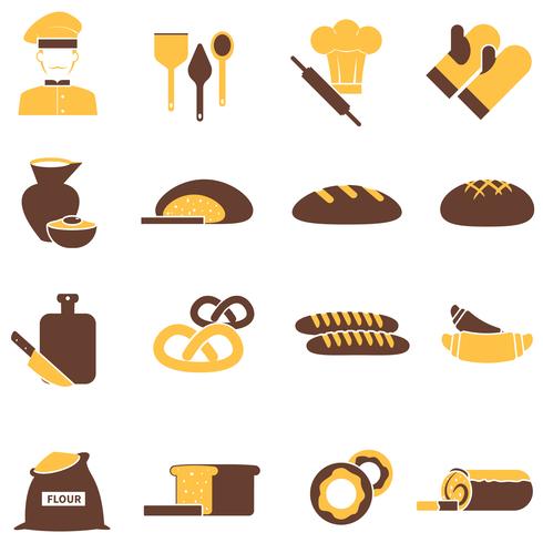 Conjunto de iconos de panadería vector