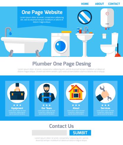 Plumber Service One Page Website Design  vector