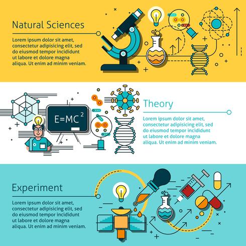 Science Line Banners Set  vector