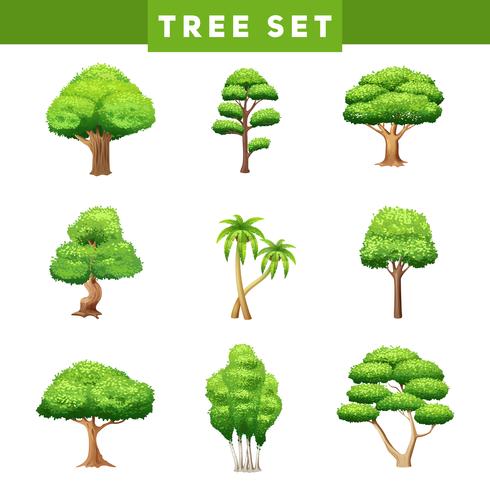 Tree Crowns Flat Icons Set   vector