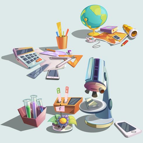 Science retro cartoon set vector