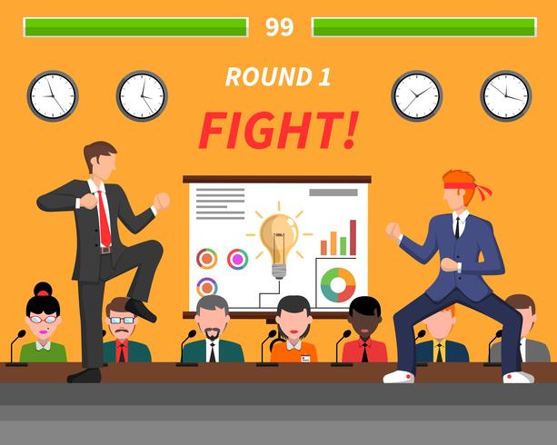 Business Competition Symbols Fight Banner  vector