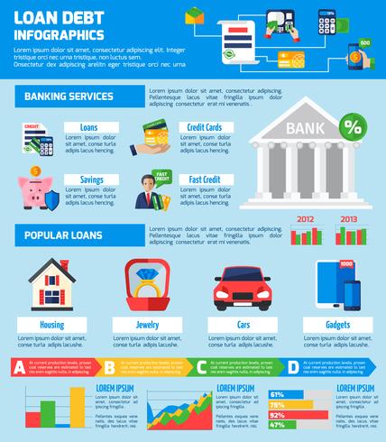 Diseño de infografías de deuda de préstamo vector