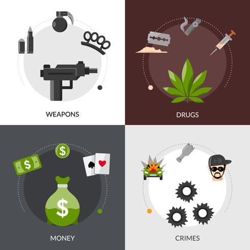 Gangster Flat Icons Composition vector