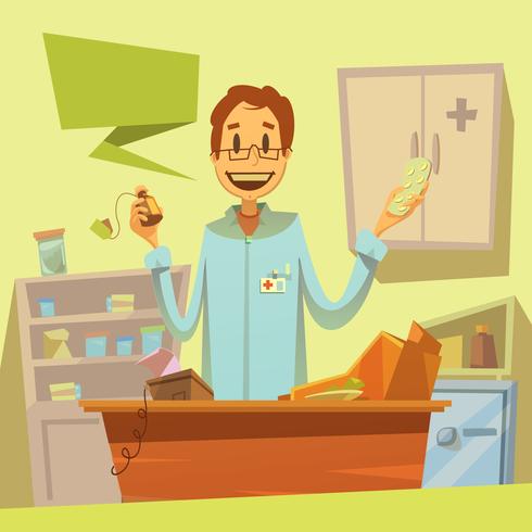 Pharmacy Salesman Illustration vector