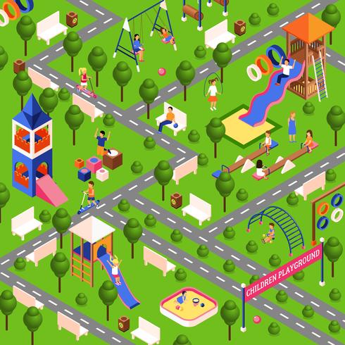 Isometric playground illustration vector